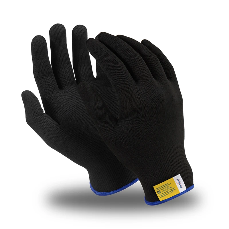 Перчатки МИКРОН БЛЭК (MG-102), нейлон, оверлок, цвет черный Пер 116