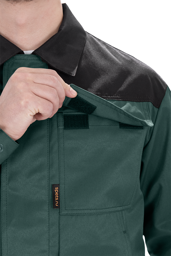 Костюм мужской ТЕХНИК 2 от механических воздействий и ОПЗ (куртка, полукомбинезон), темно-зелёный/черный