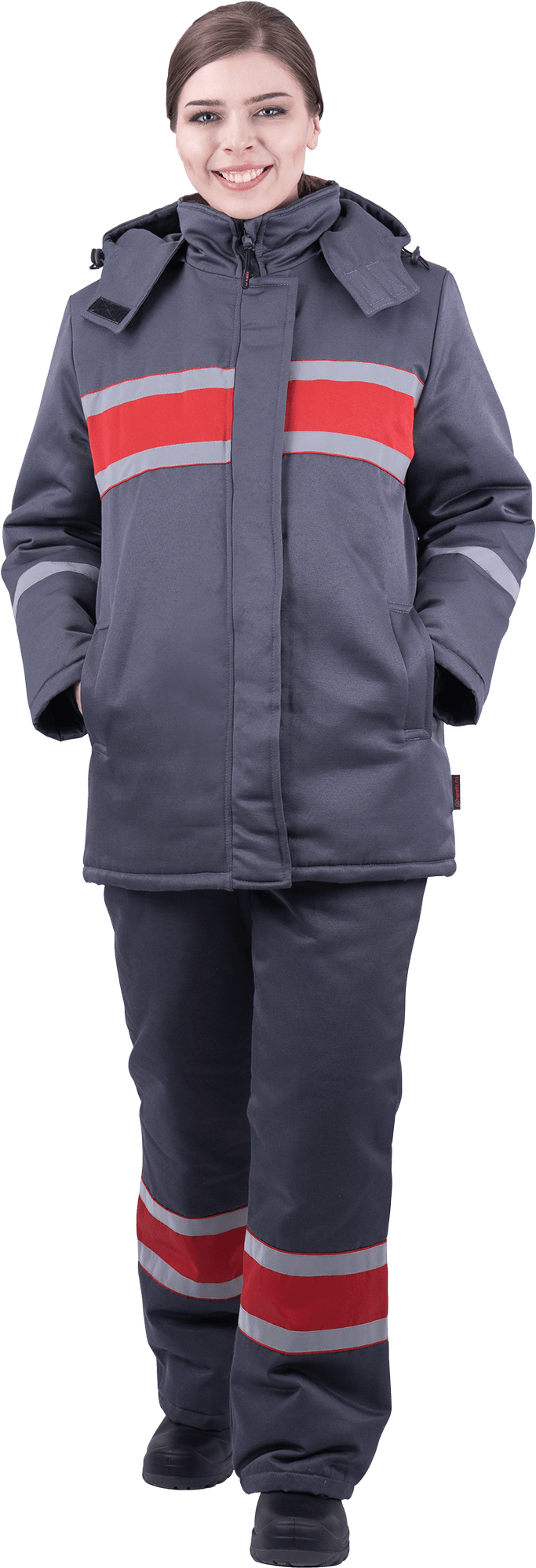 Костюм АНГАРА зимний, серый-красный, женский Кос 469