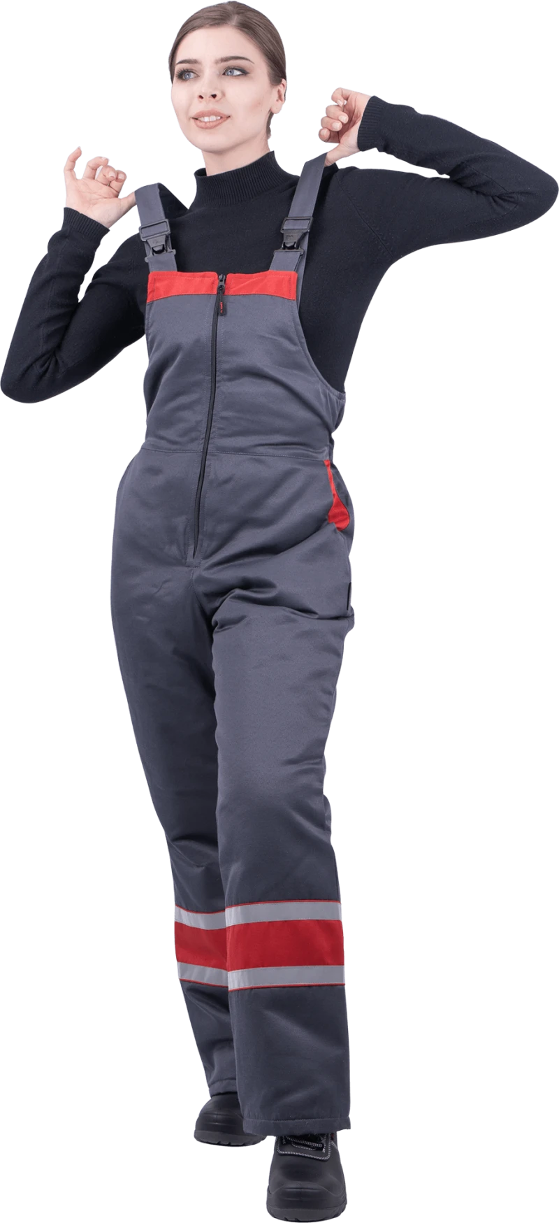 Костюм АНГАРА зимний, серый-красный, женский Кос 469