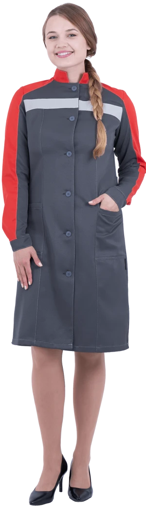 Халат РОУД летний, серый-красный, женский Хал 745