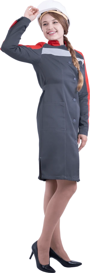 Халат РОУД летний, серый-красный, женский Хал 745