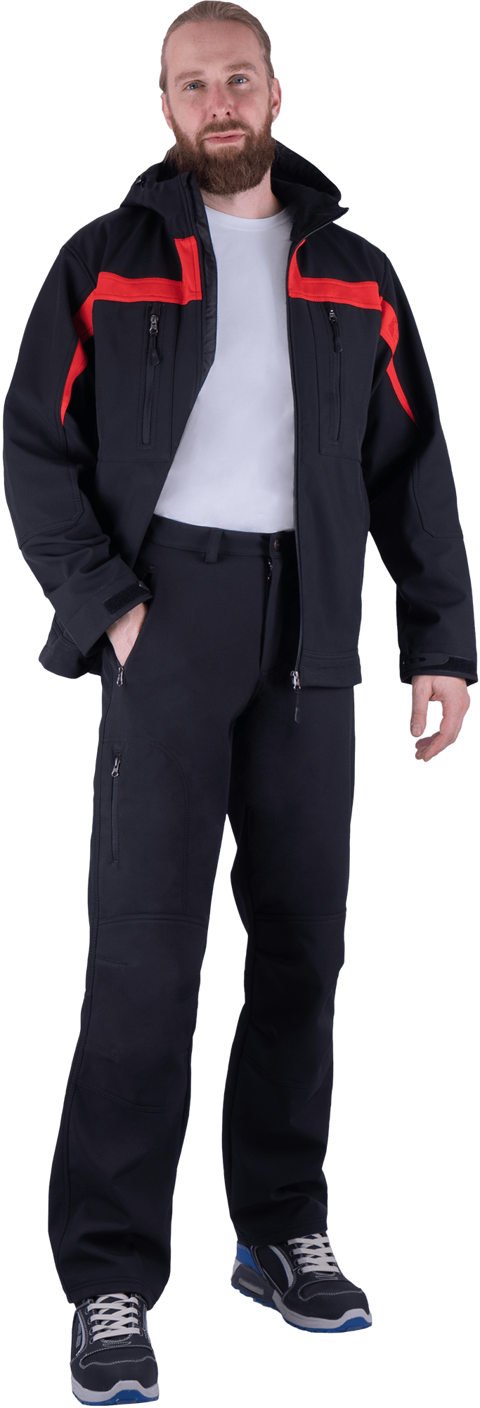 Куртка СОФТШЕЛЛ, черный-красный Кур 903