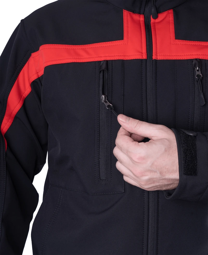 Куртка СОФТШЕЛЛ, черный-красный Кур 903