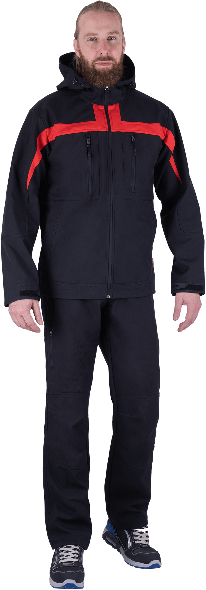 Куртка СОФТШЕЛЛ, черный-красный Кур 903