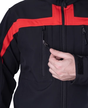 Куртка СОФТШЕЛЛ, черный-красный Кур 903