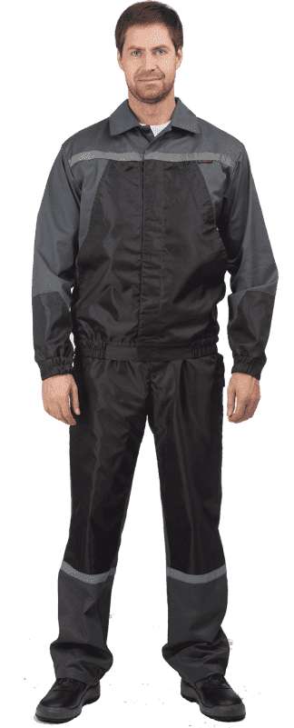 Костюм АВТОМОЙЩИК летний, серый-чёрный (Куртка+полукомбинезон) Кос 590