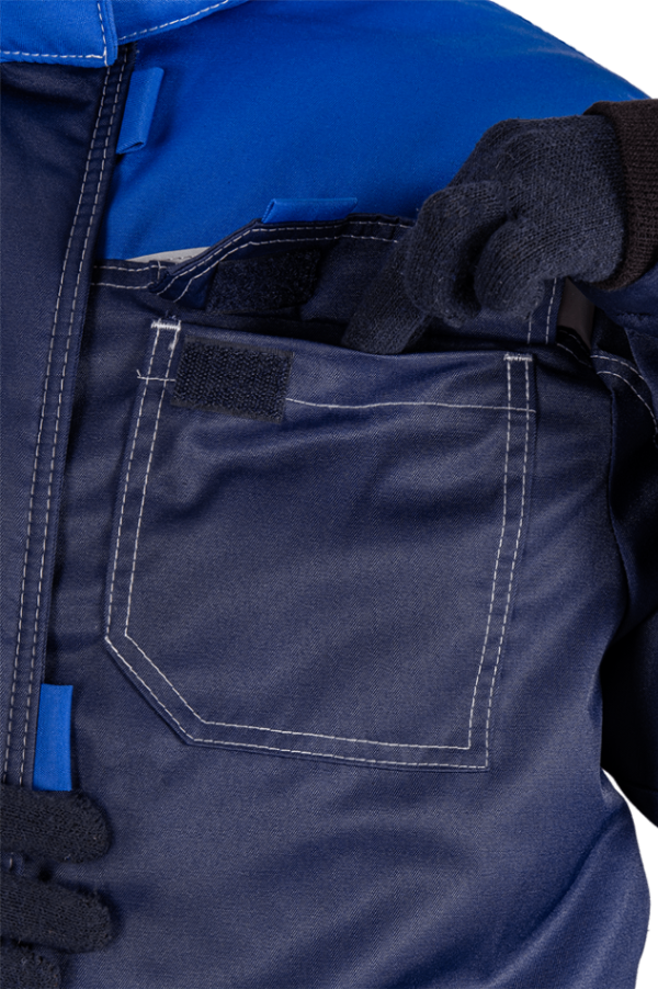 Костюм женский КМ-10 ЛЮКС от пониженных температур воздуха и ветра, механических воздействий и ОПЗ (куртка, брюки), синий/василек