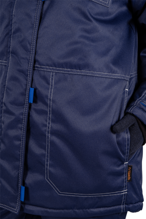 Костюм женский КМ-10 ЛЮКС от пониженных температур воздуха и ветра, механических воздействий и ОПЗ (куртка, брюки), синий/василек