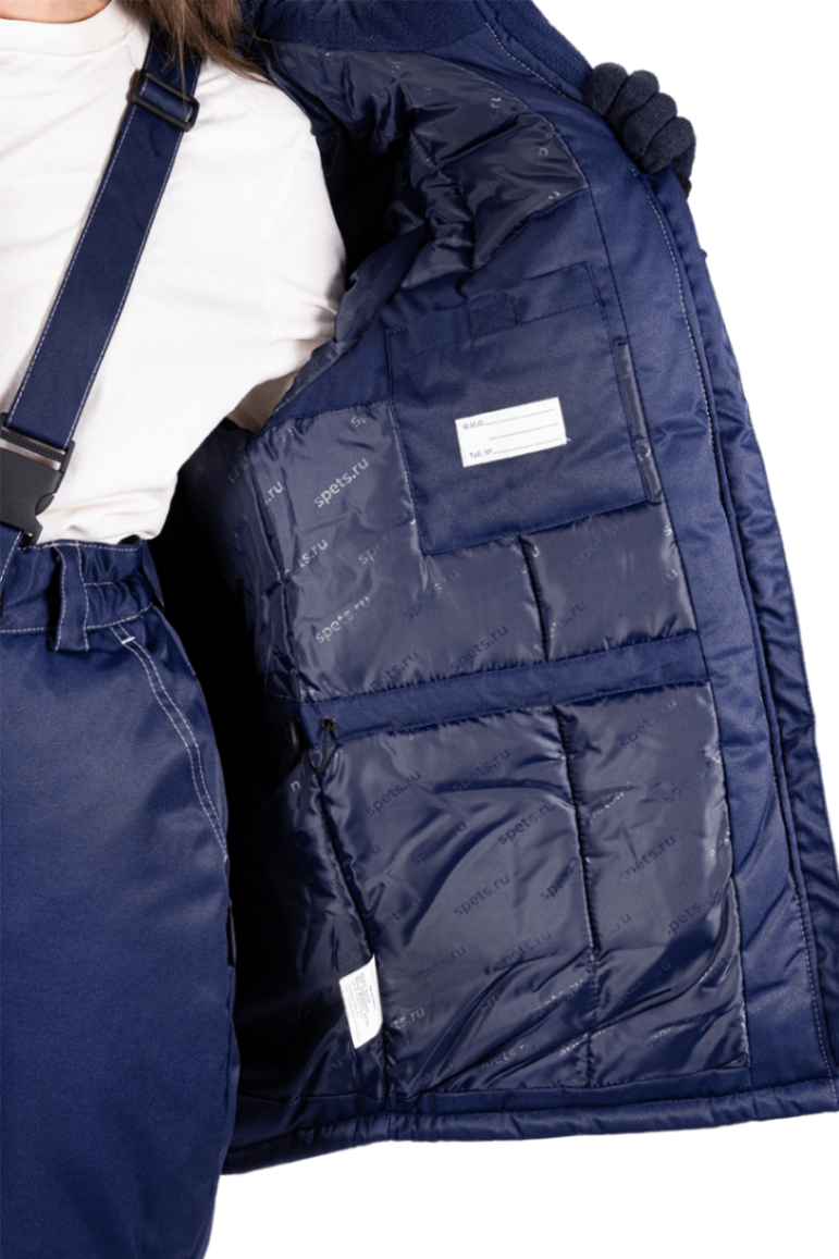 Костюм женский КМ-10 ЛЮКС от пониженных температур воздуха и ветра, механических воздействий и ОПЗ (куртка, брюки), синий/василек