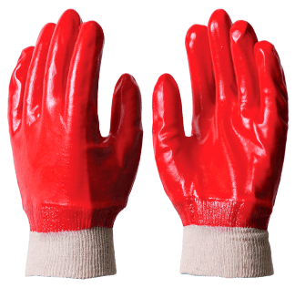 Перчатки ГРАНАТ, с ПВХ покрытием, интерлок, полный облив, резинка Пер 304