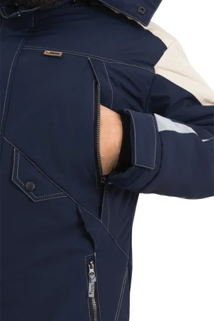 Куртка мужская ХАЙ-ТЕК от пониженных температур воздуха и ветра, механических воздействий и ОПЗ, синий/бежевый Кур 323